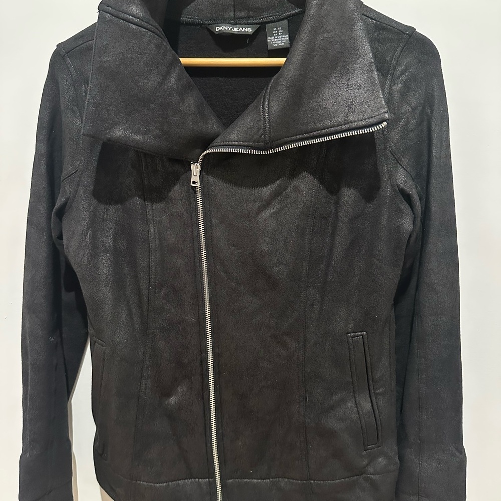 Dkny Women's Black Asymmetrical Zip Jacket